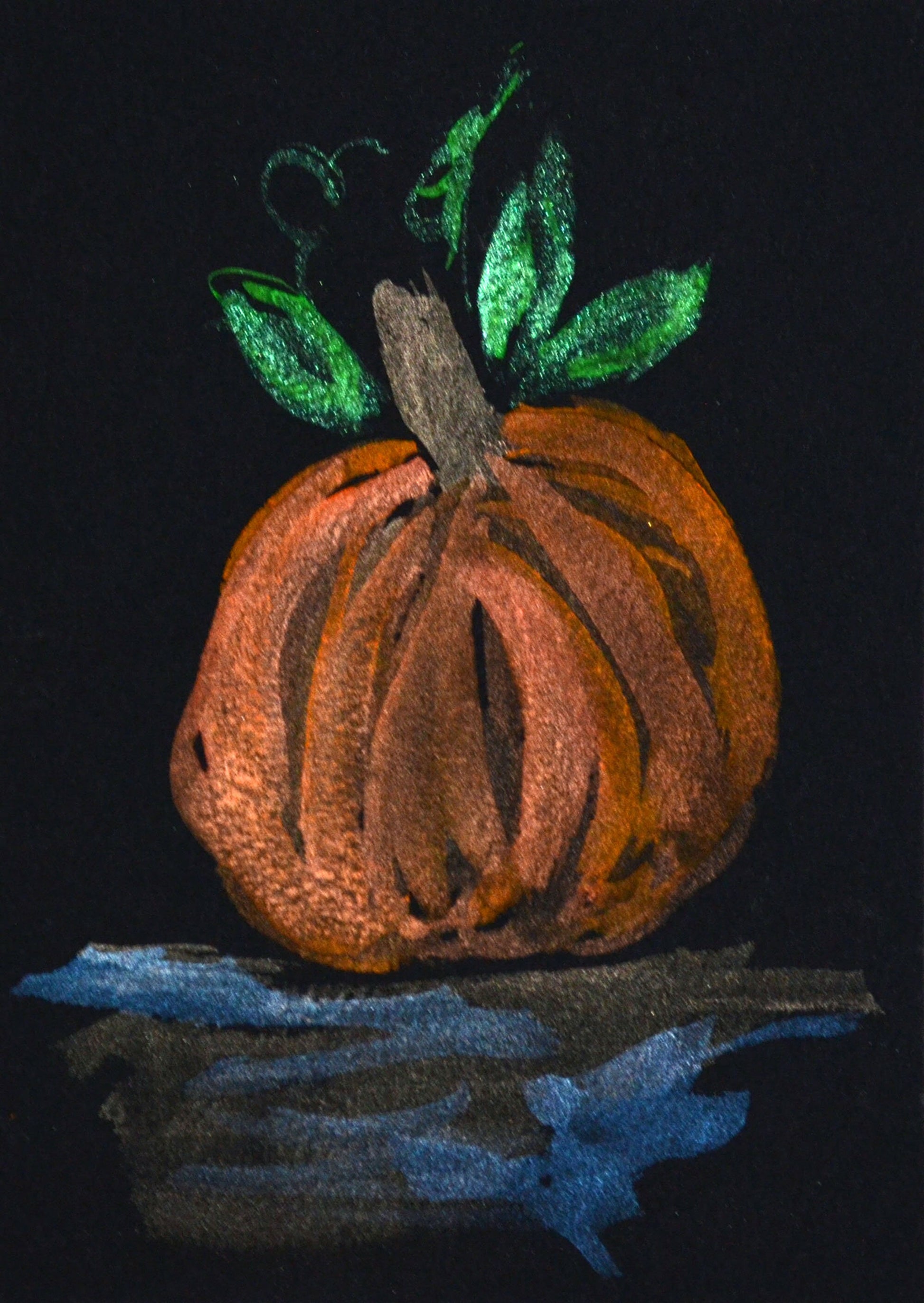 Metallic pumpkin watercolor paintings, set of 3 5x7