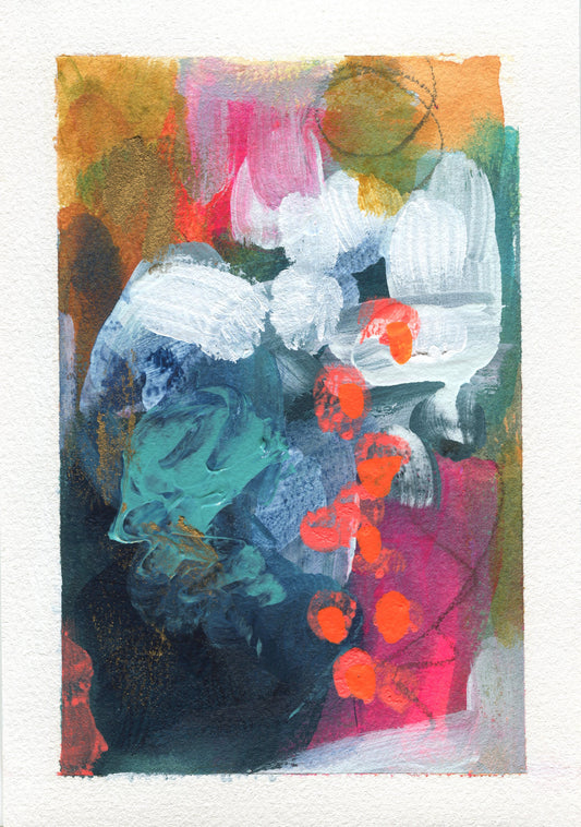 Abstract hand painted original watercolor painting 5x7, small wall gallery art, abstract wall art