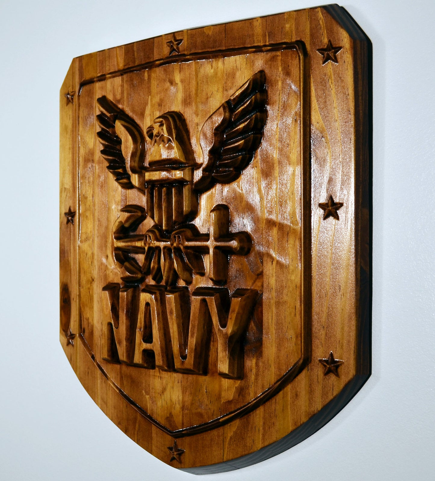 US Navy logo, cnc carved wood military plaque
