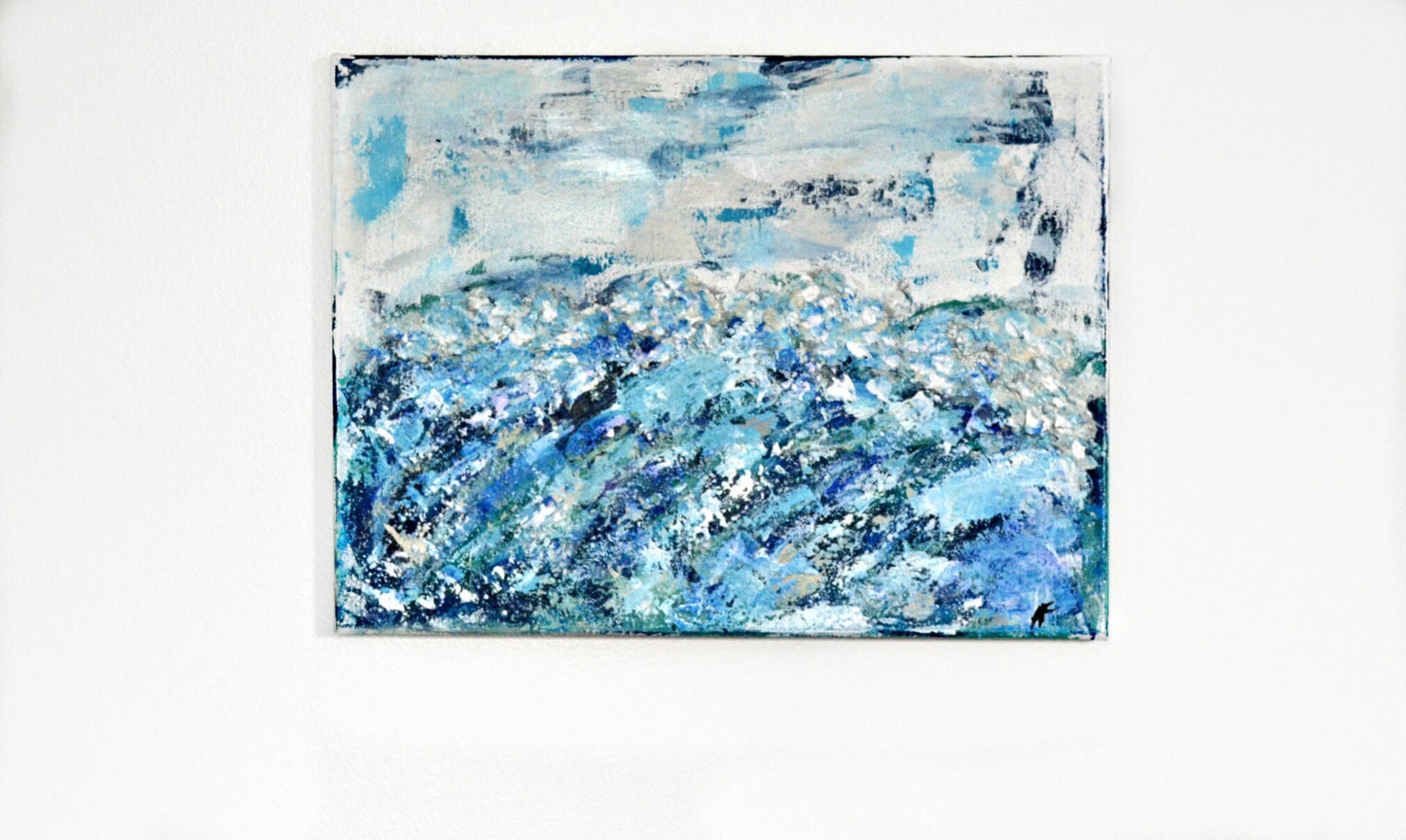 Ocean waves abstract on canvas painting