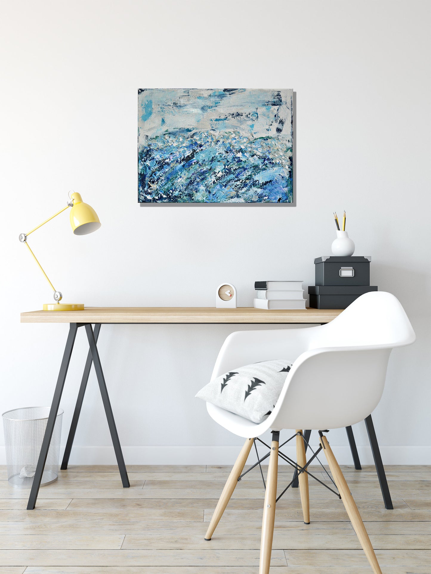 Ocean waves abstract on canvas painting