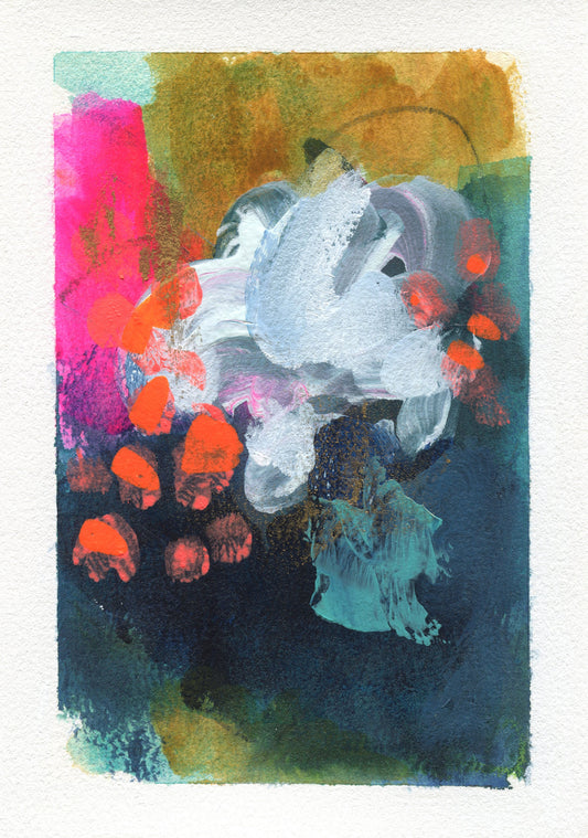 Abstract hand painted original watercolor painting 5x7, small wall gallery art, abstract wall art
