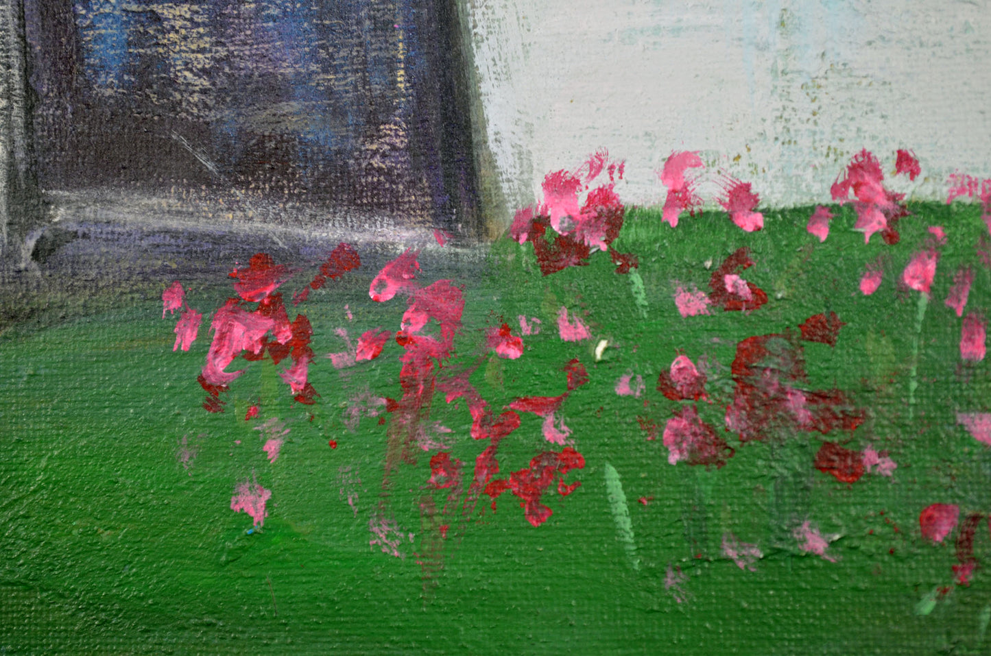 Original acrylic old country church painting on canvas