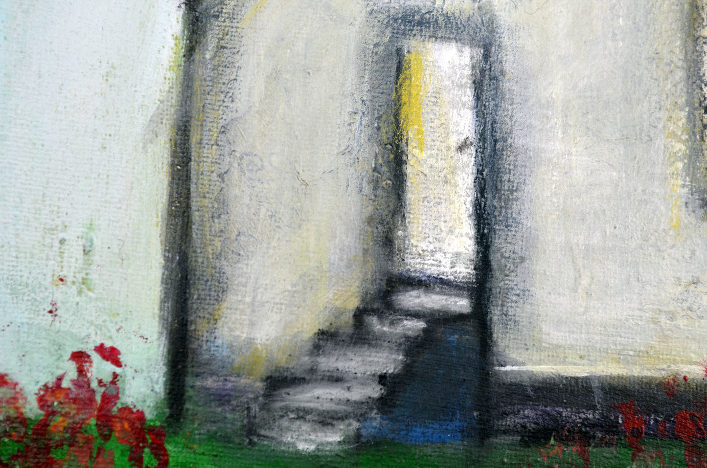 Original acrylic old country church painting on canvas