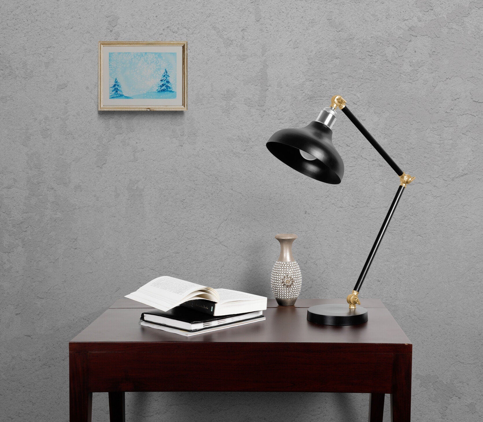 Pine tree forest winter snowstorm hand painted watercolor painting