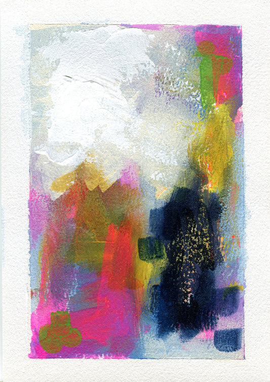 Abstract hand painted original mixed media painting 5x7, small wall gallery art, abstract wall art