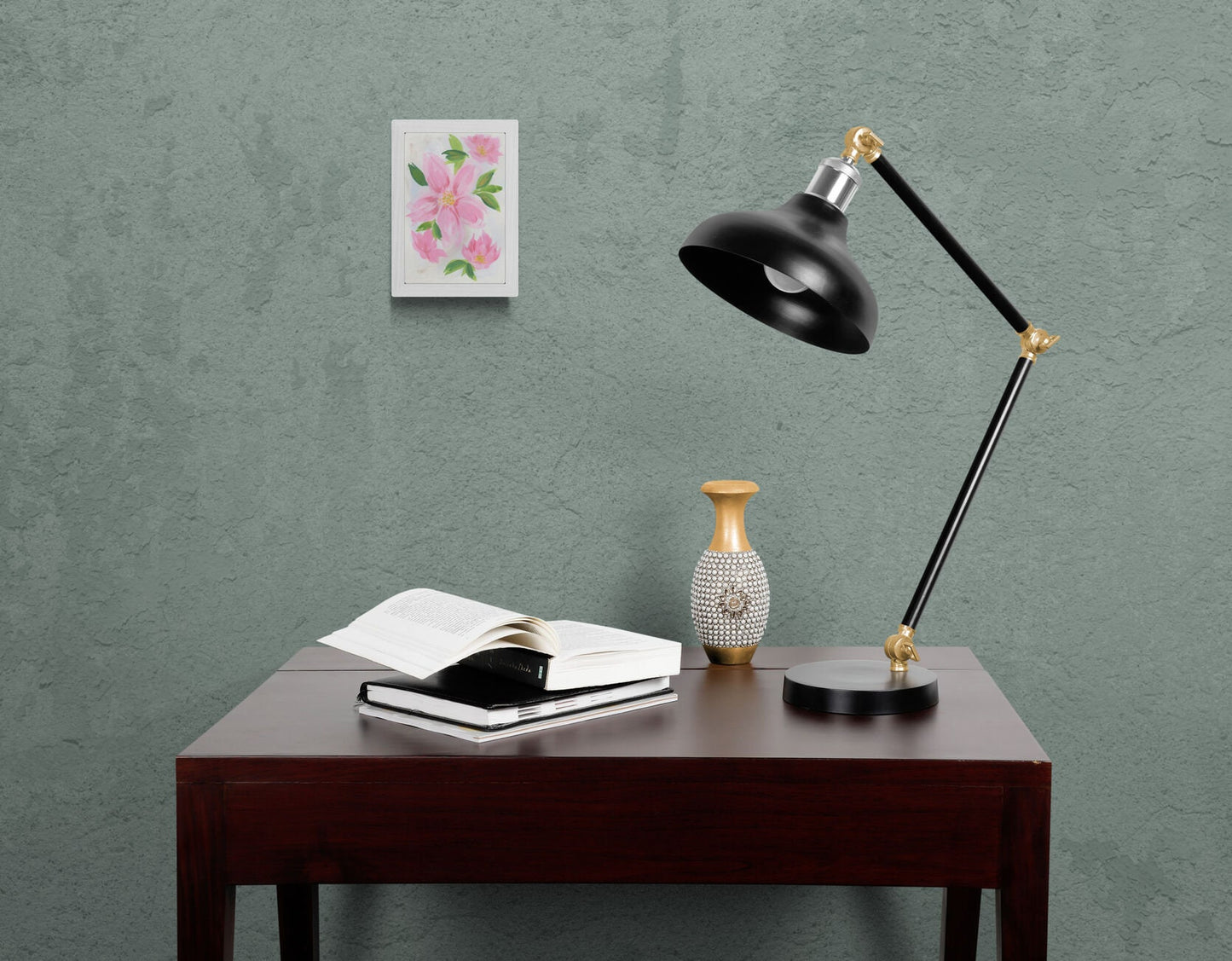 Pink hand painted watercolor gouache flowers painting