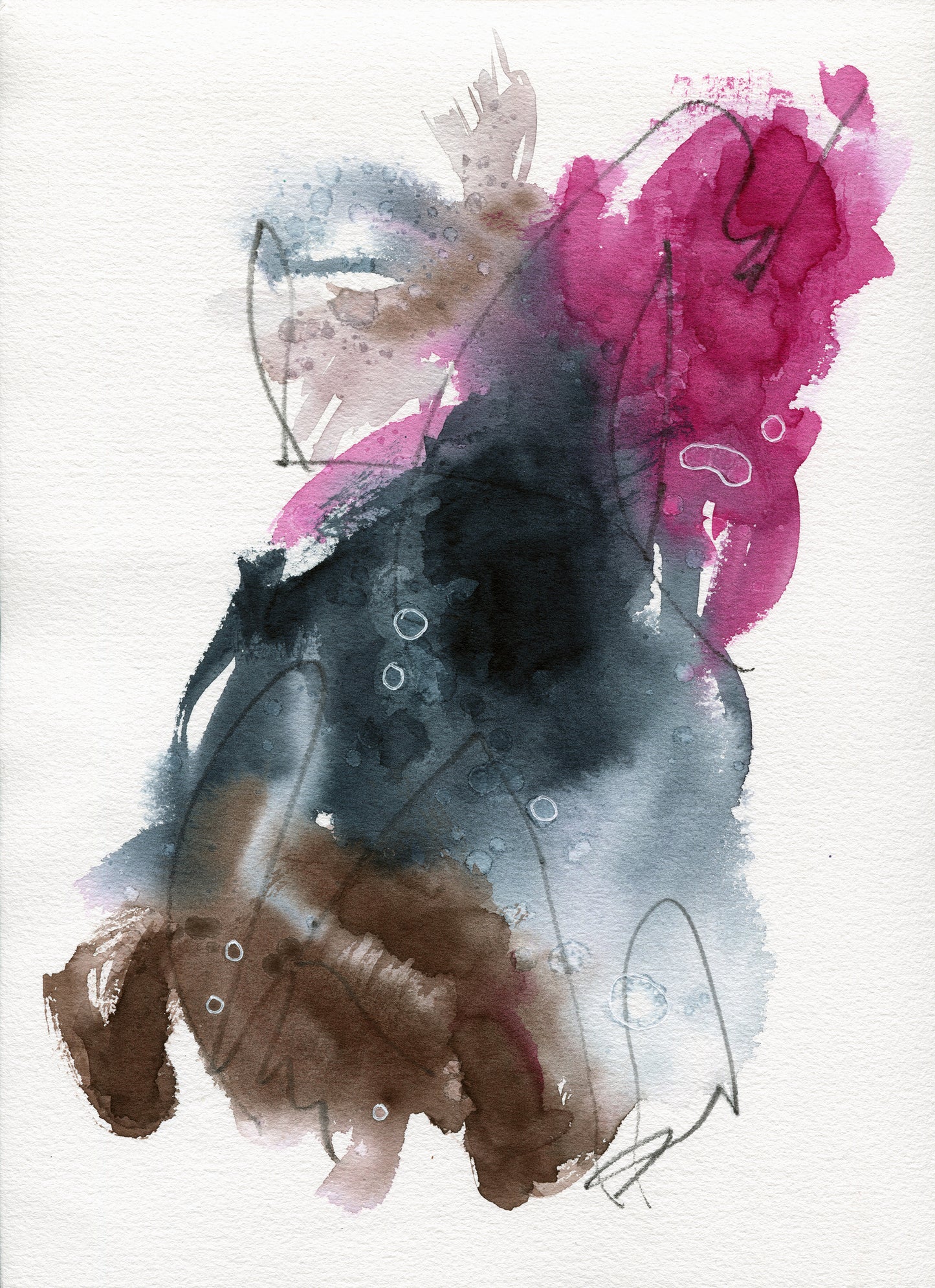 Abstract original watercolor painting 9x12, original watercolor painting, small wall gallery art - Carved Effects