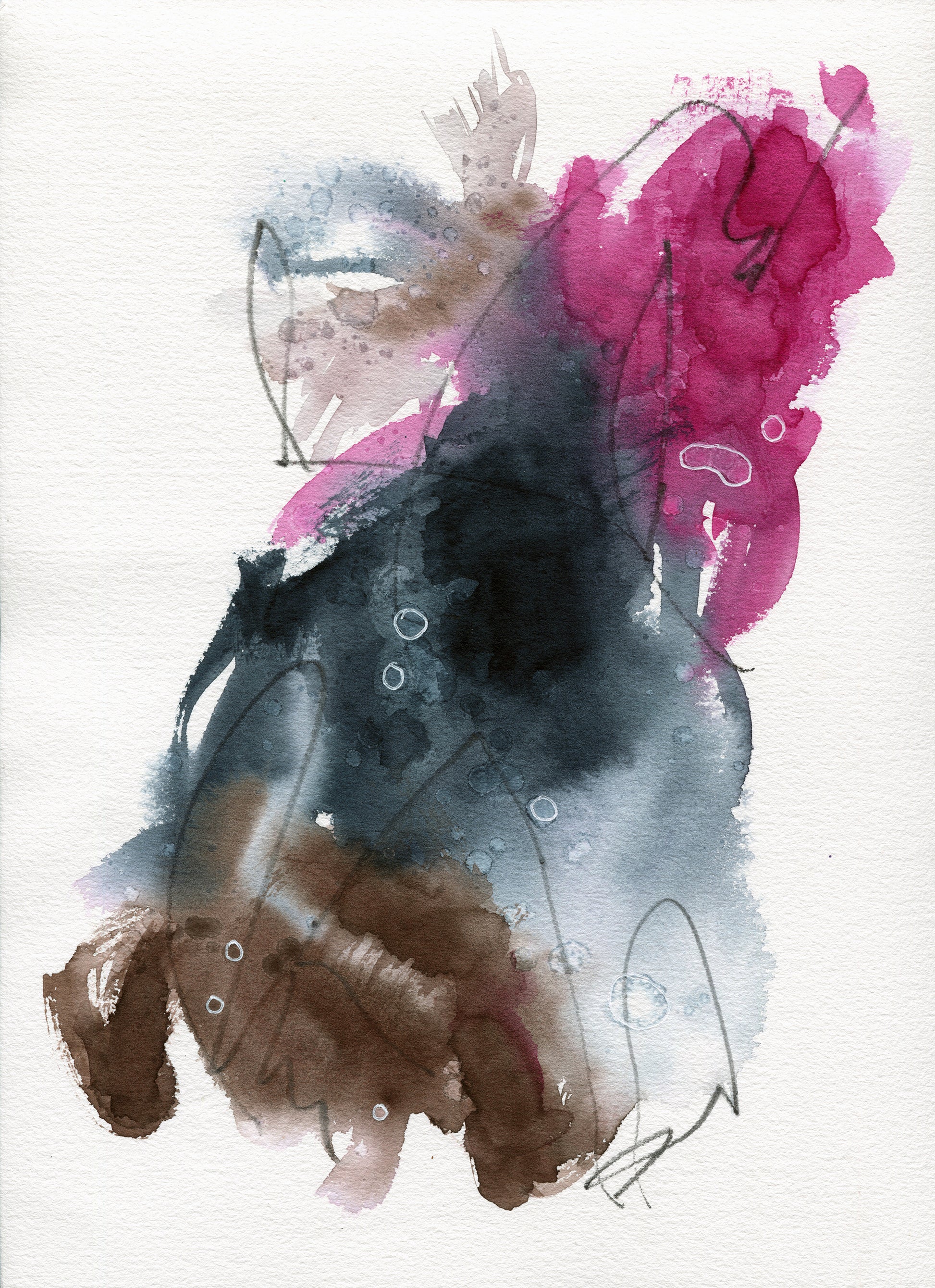 Abstract original watercolor painting 9x12, original watercolor painting, small wall gallery art - Carved Effects