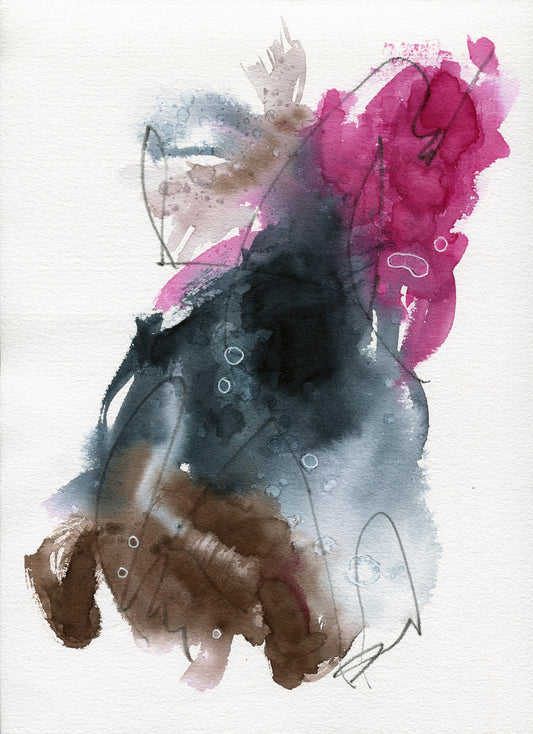 Abstract original watercolor painting 9x12, original watercolor painting, small wall gallery art - Carved Effects