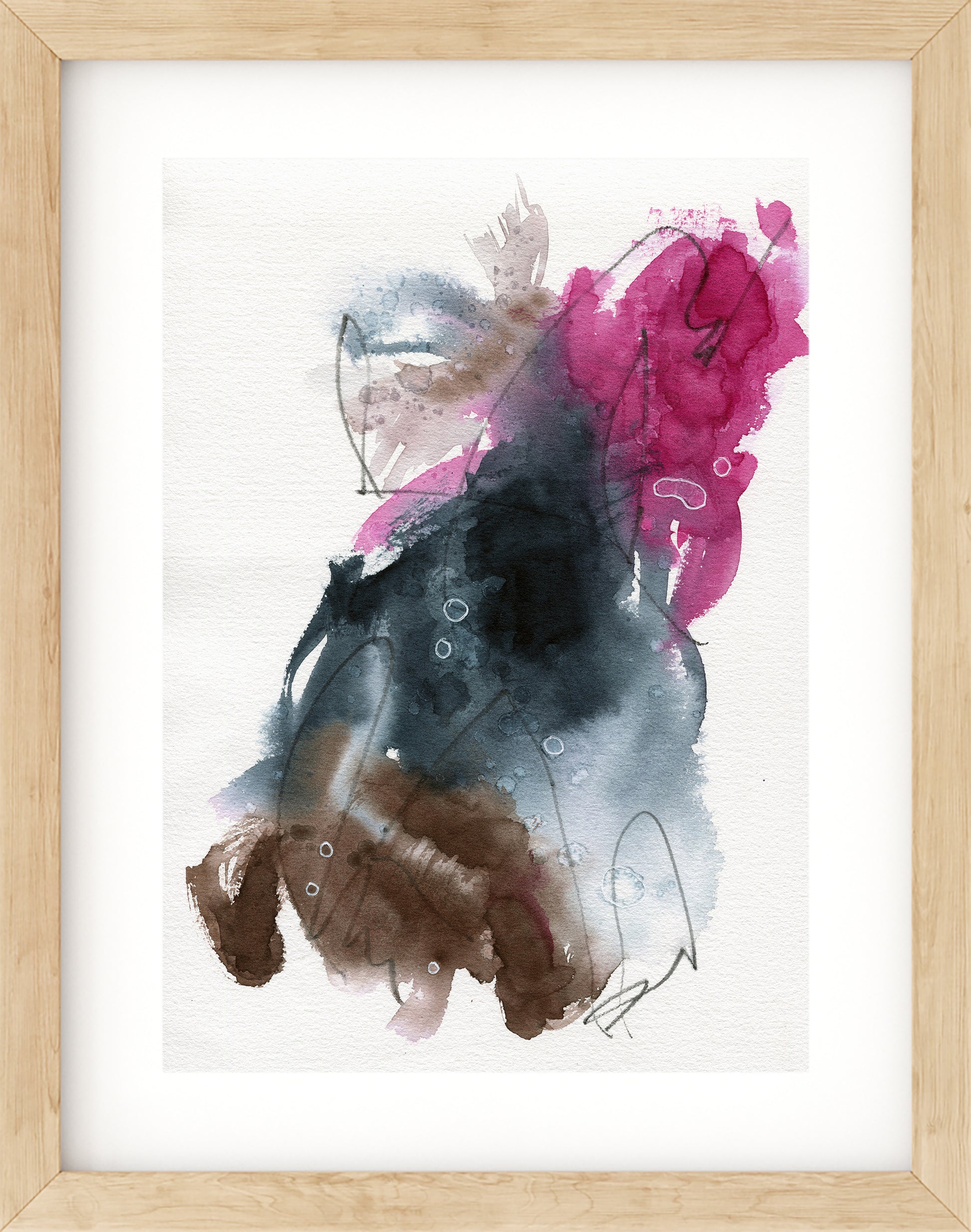 Abstract original watercolor painting 9x12, original watercolor painting, small wall gallery art - Carved Effects