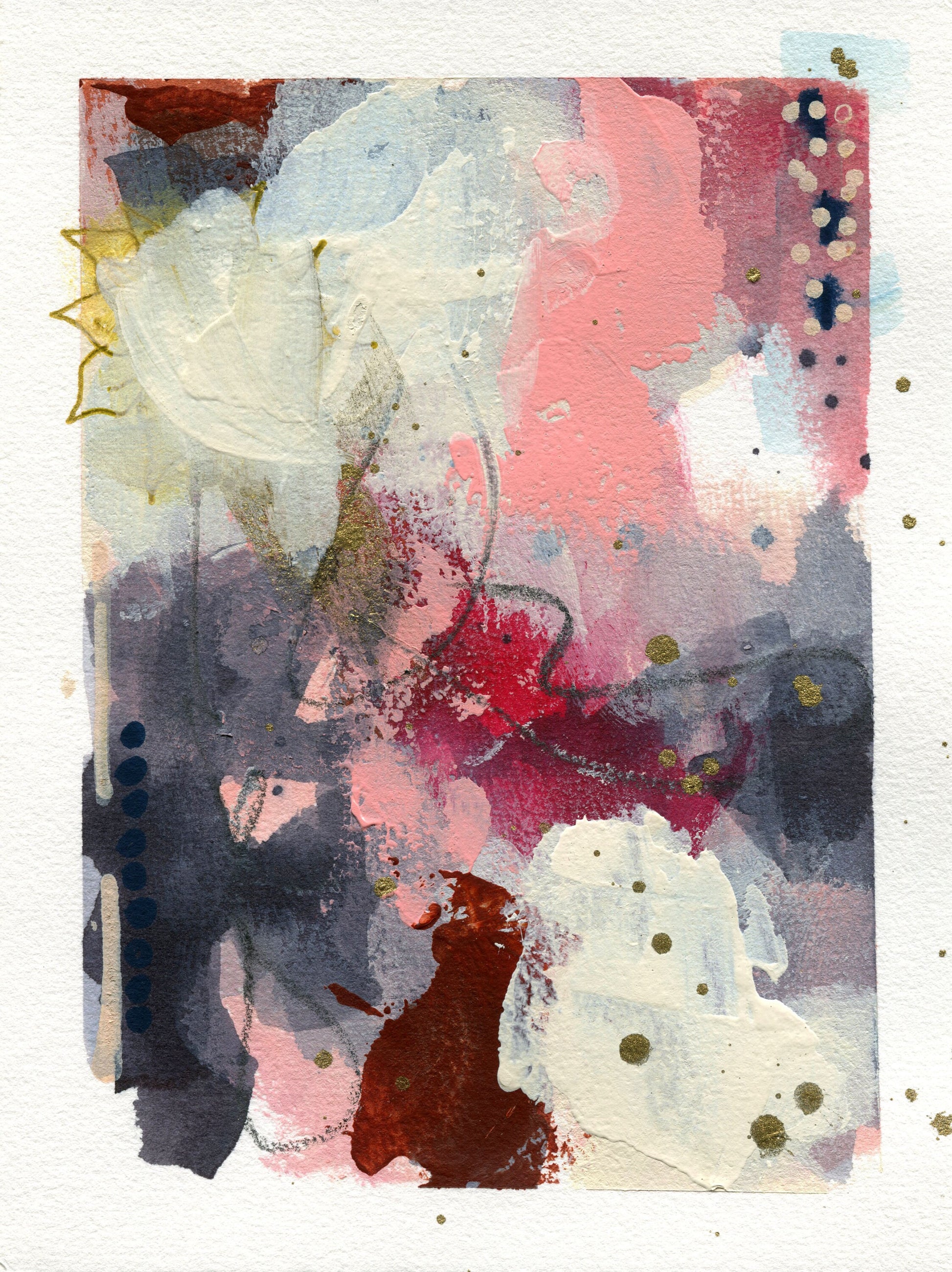 Abstract original watercolor painting trio 5x7, set of 3 original watercolor paintings, small wall gallery art - Carved Effects