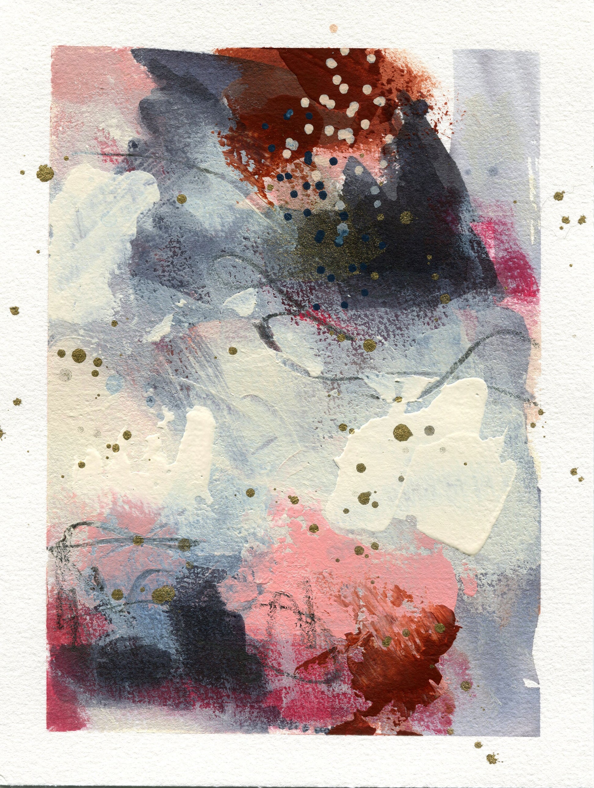 Abstract original watercolor painting trio 5x7, set of 3 original watercolor paintings, small wall gallery art - Carved Effects