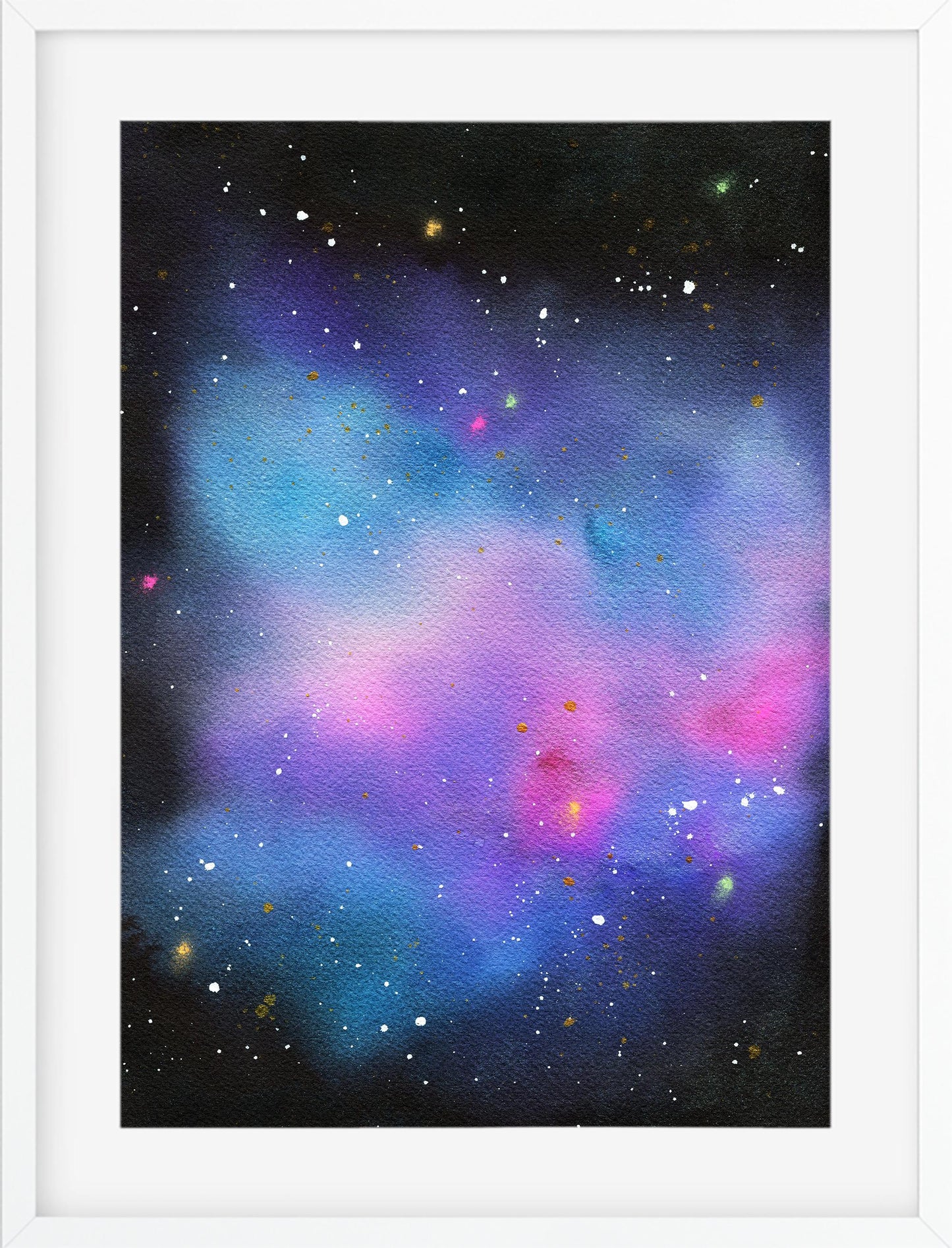 Purple and blue galaxy watercolor painting 9x12, hand painted nebula original on paper, outer space wall art, celestial artwork