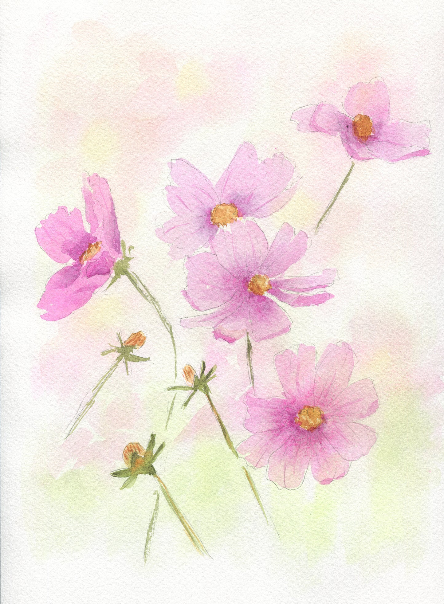 Purple cosmos watercolor painting - Carved Effects