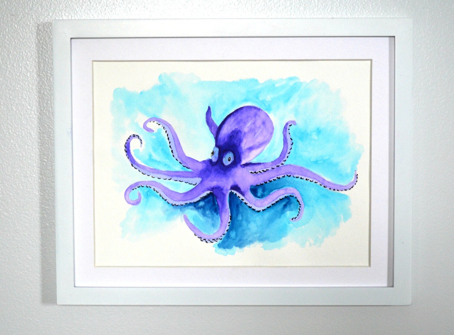 Purple octopus watercolor painting