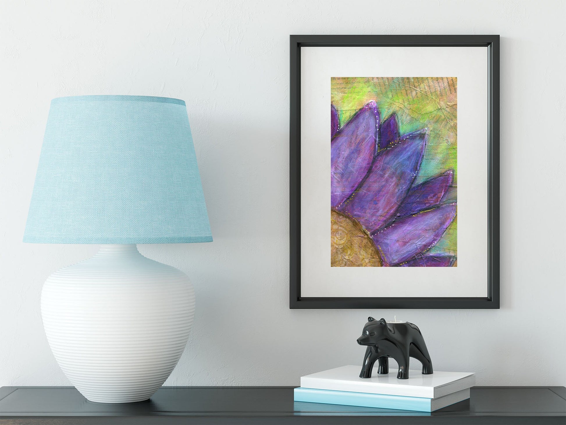 Purple sunflower painting on canvas board 9x12