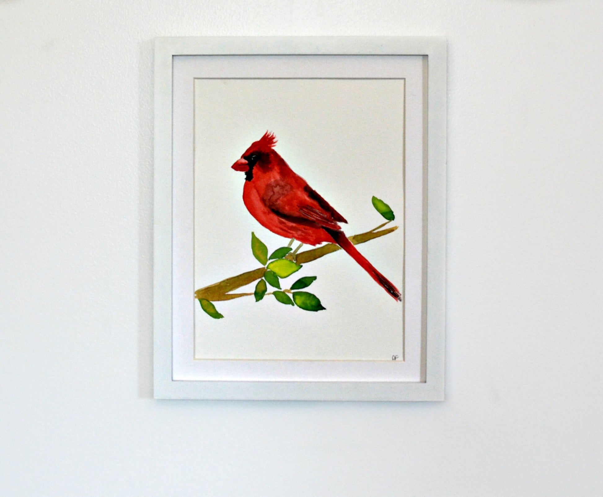 Cardinal watercolor painting 9x12, bird lover art original watercolor, wildlife wall art - Carved Effects