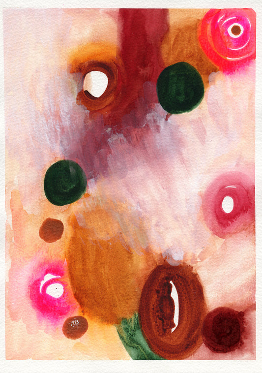 Abstract art with colorful circles on a textured background