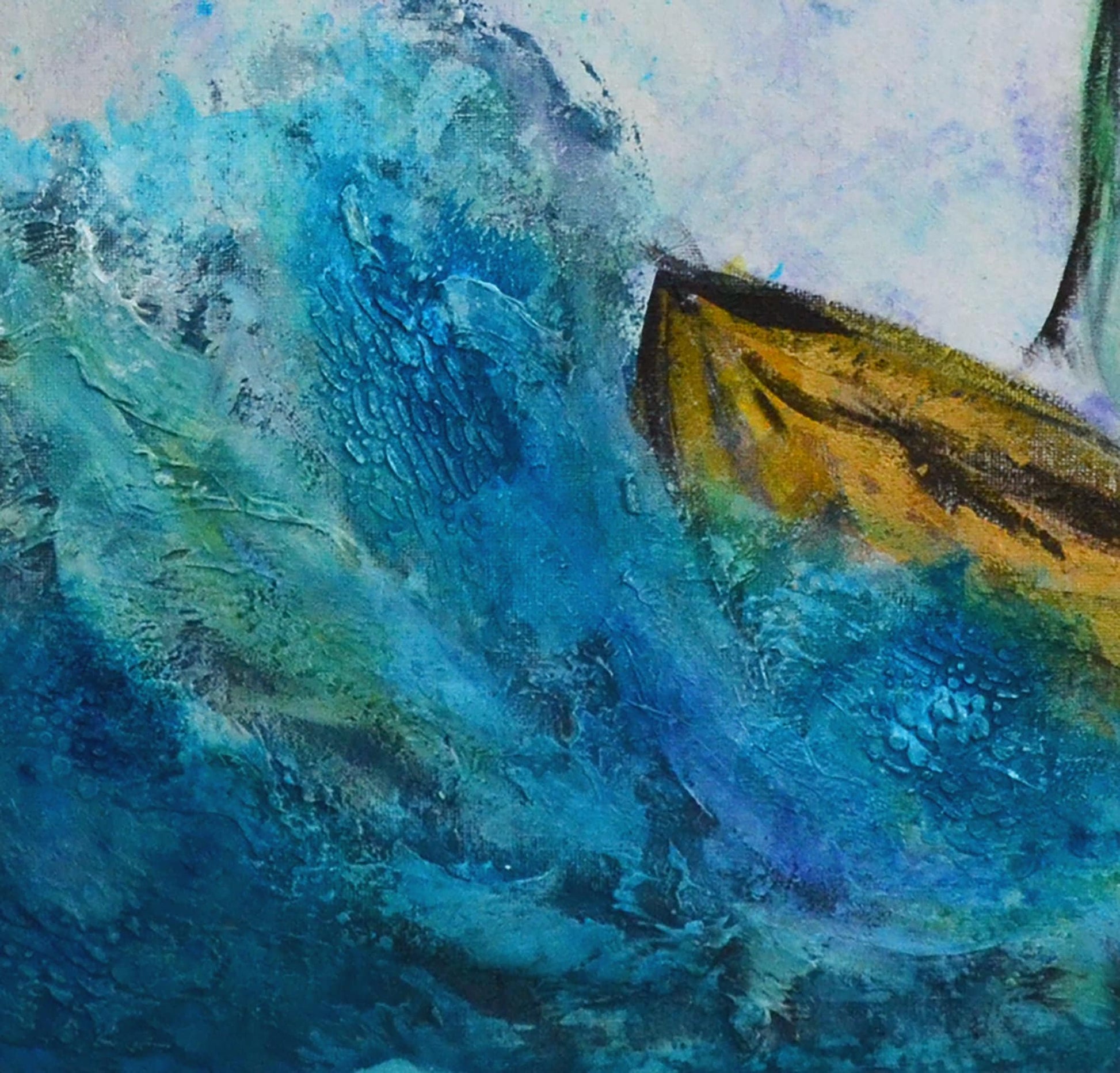 Sailboat and ocean painting on canvas board 16x20