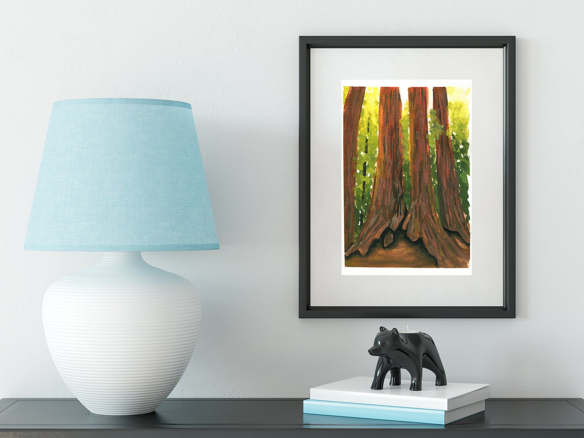 Sequoia tree painting gouache