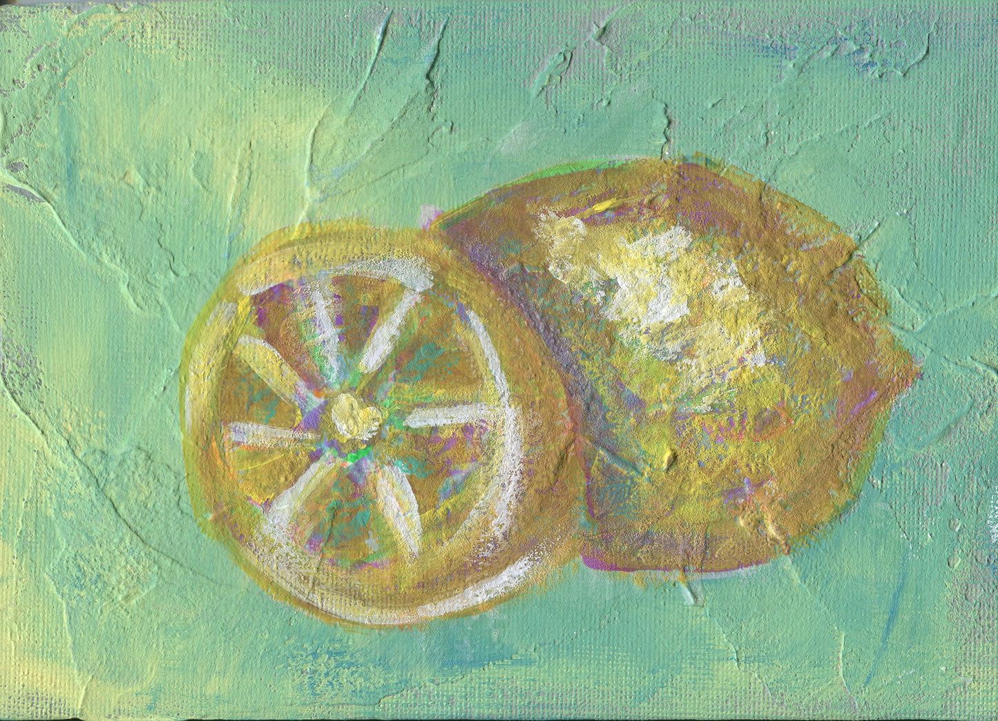 Set of 3 small acrylic fruit paintings