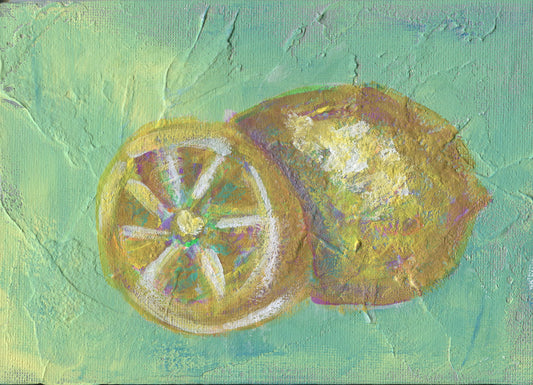 Set of 3 small acrylic fruit paintings