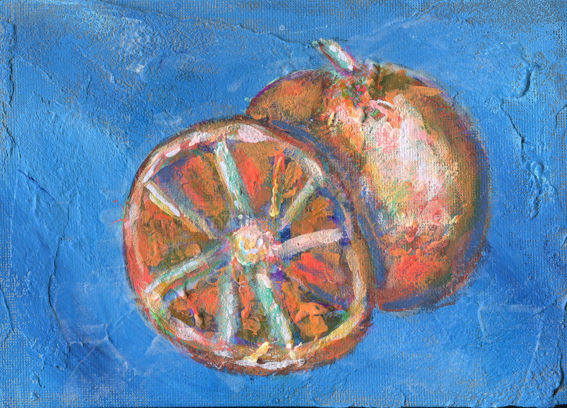 Set of 3 small acrylic fruit paintings