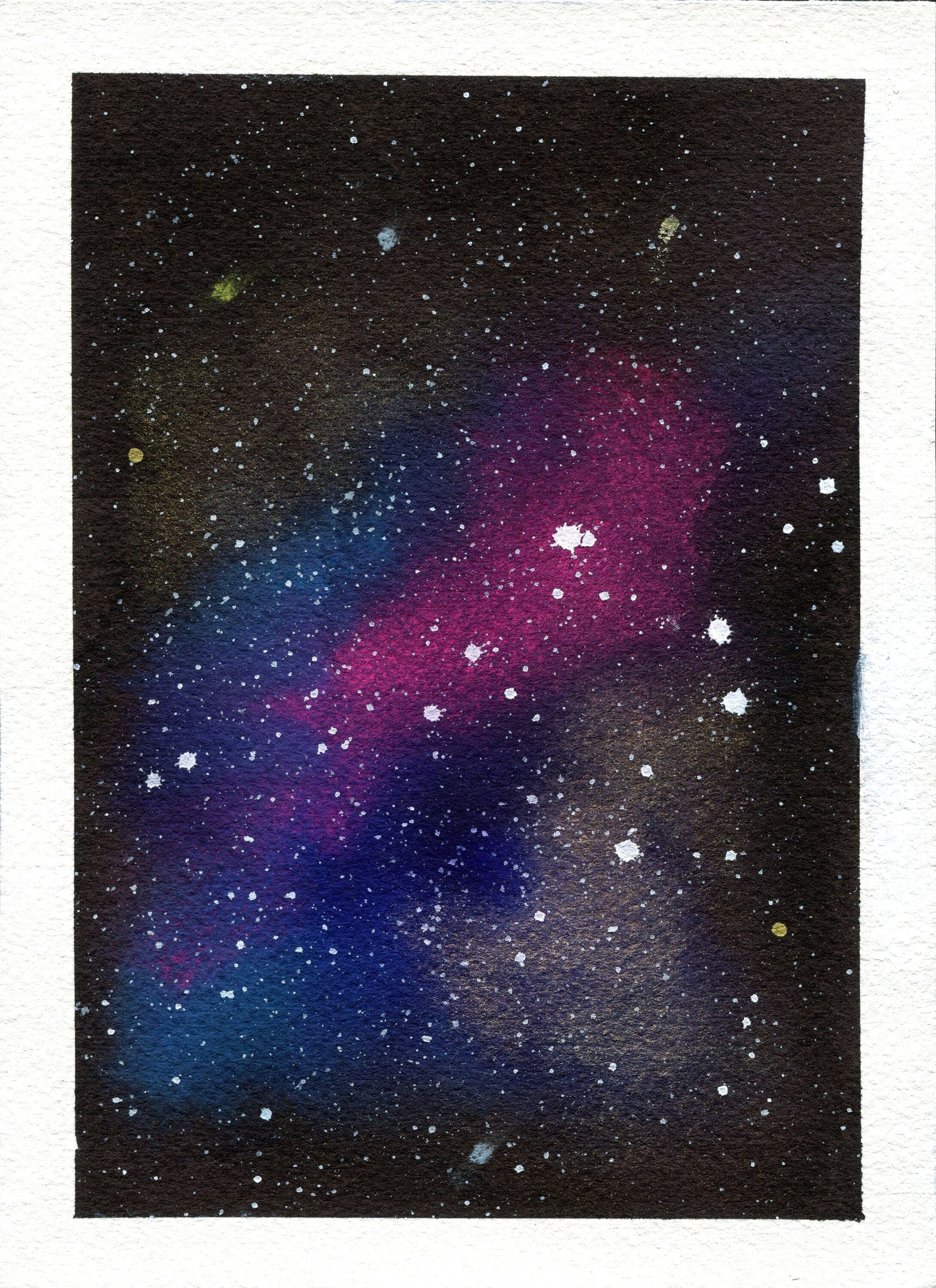 Set of 4 5x7 multi colored galaxy watercolor paintings