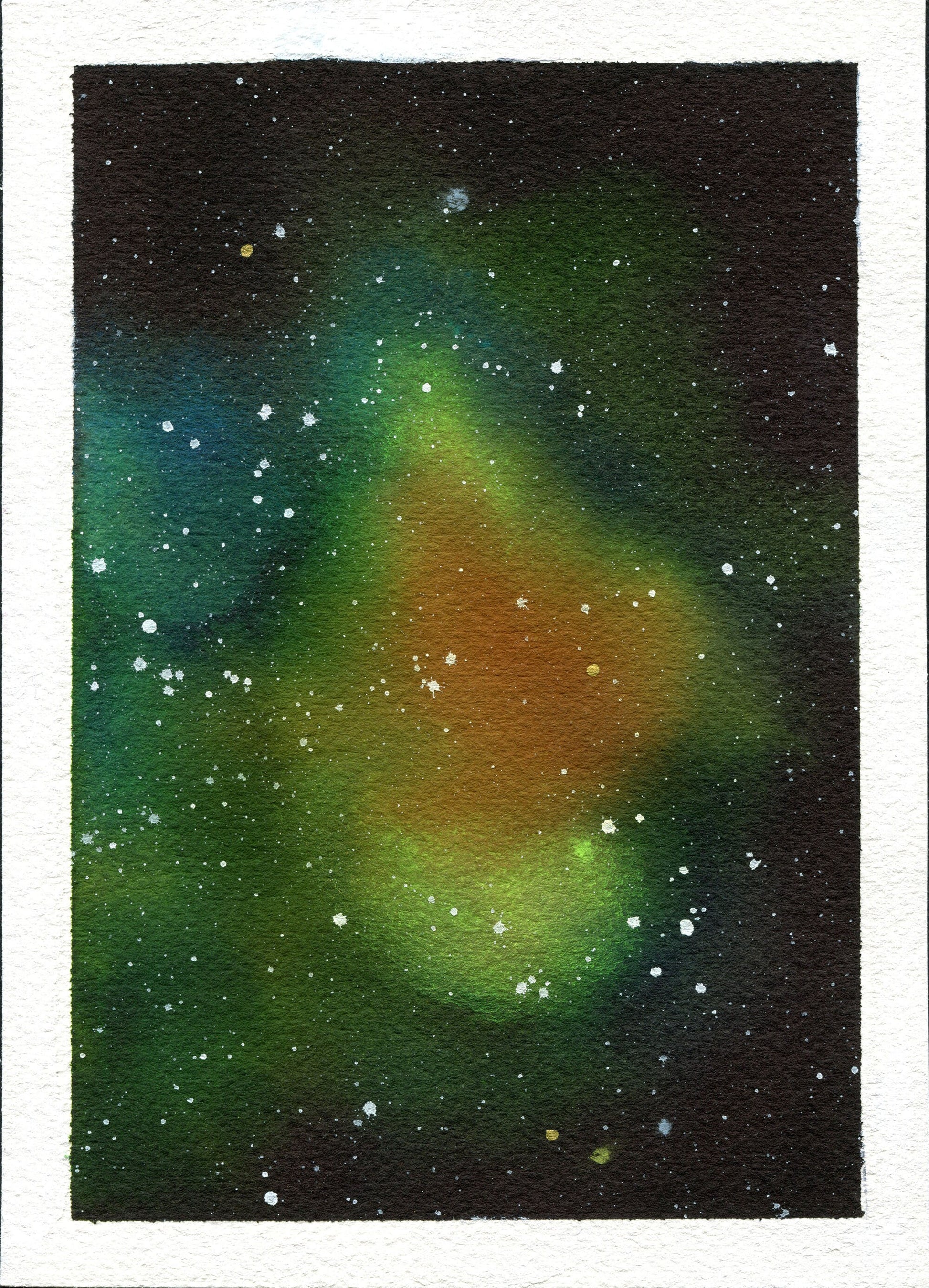 Set of 4 5x7 multi colored galaxy watercolor paintings