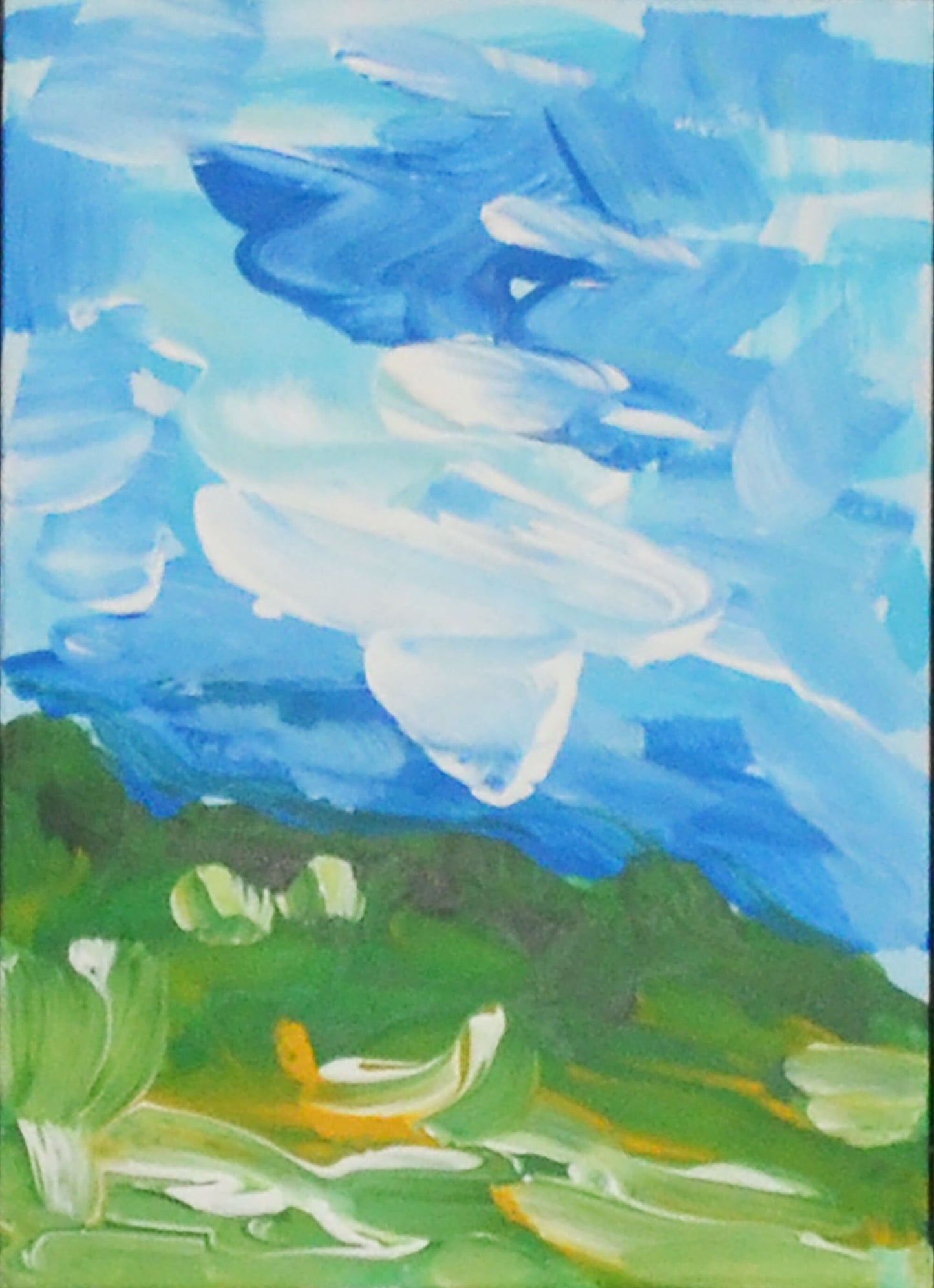 Abstract landscape paintings on watercolor board 5x7, hand painted small set of 4 abstract paintings, gallery wall art, abstract wall decor