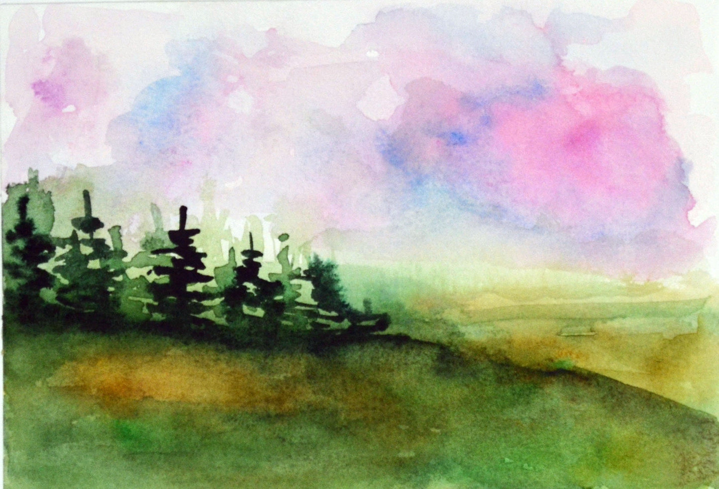 Set of 4 original hand painted watercolor landscape paintings