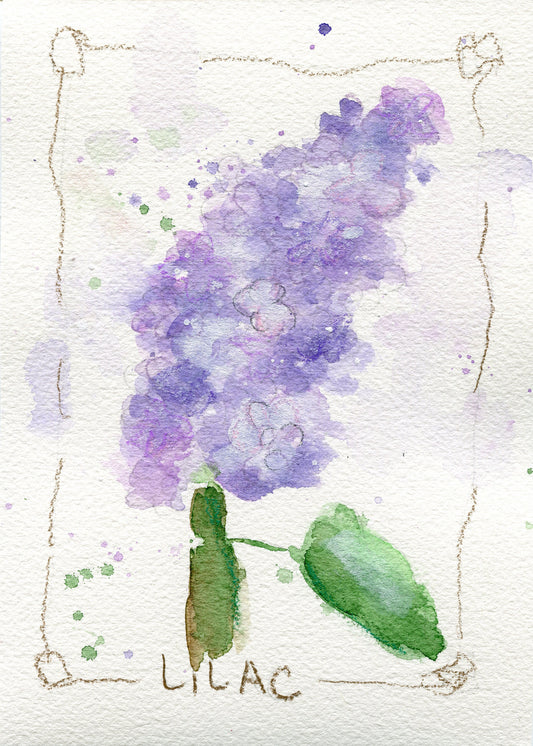 Set of 4 watercolor flower paintings 5x7 - carved effects