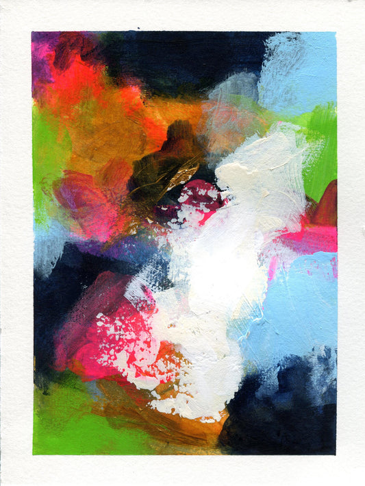 Abstract hand painted original watercolor painting 5x7, small wall gallery art, abstract wall art