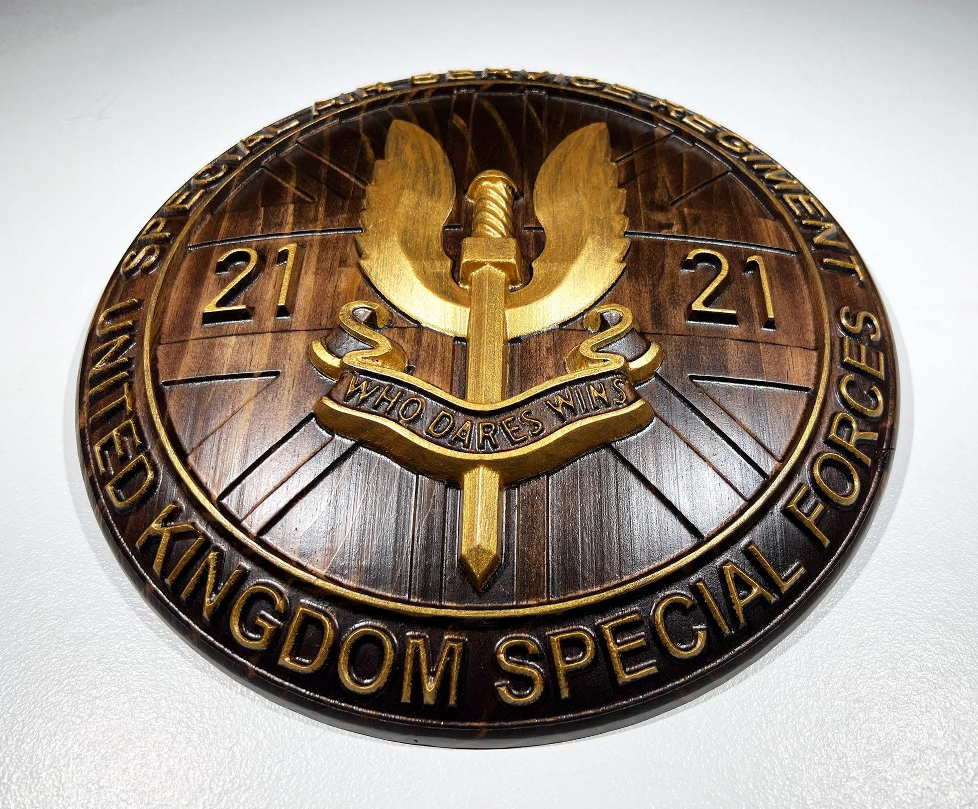 Special Air Service (SAS) 21 Emblem Java Gold 12" Unit Plaque