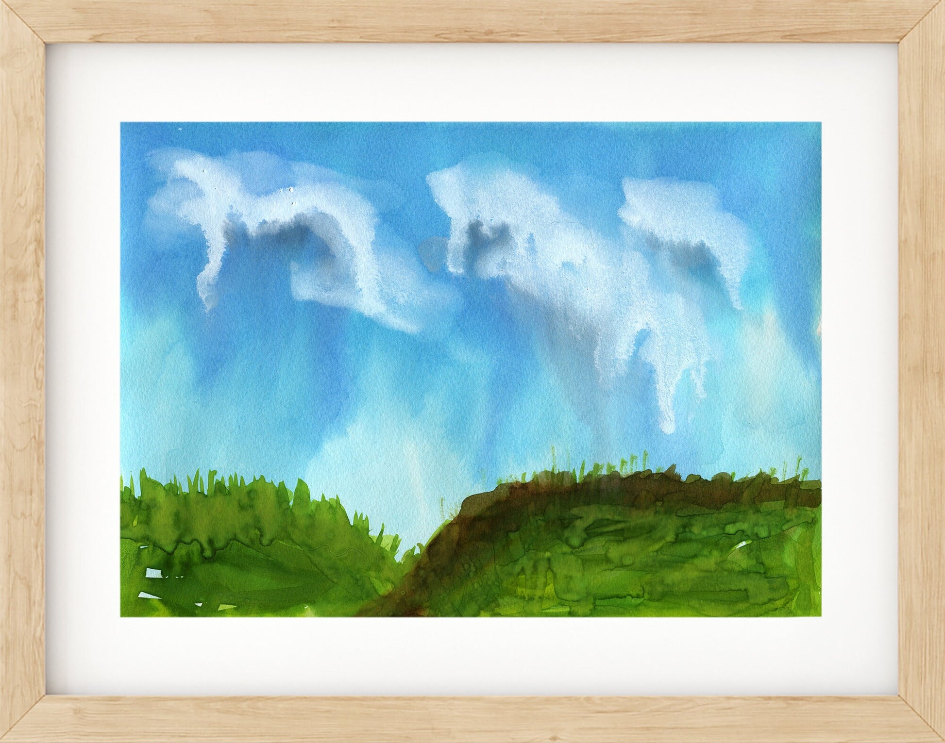 Spring rainstorm landscape watercolor painting