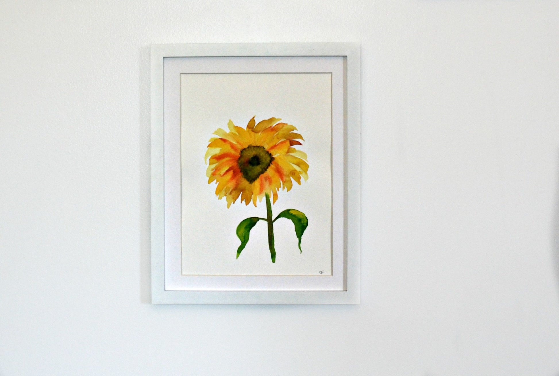 Sunflower watercolor original painting 9x12