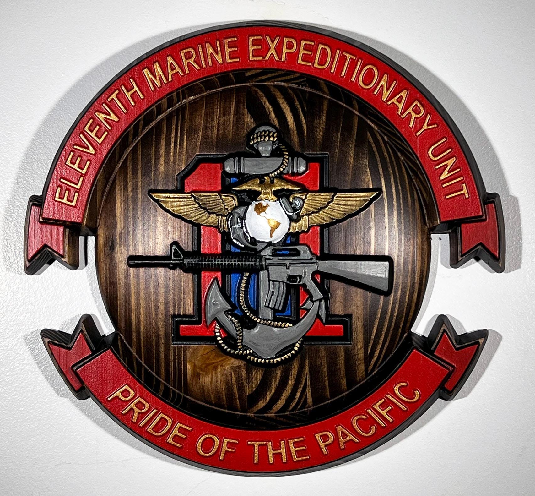 USMC 11th Marine Expeditionary Unit, 12" Painted Plaque
