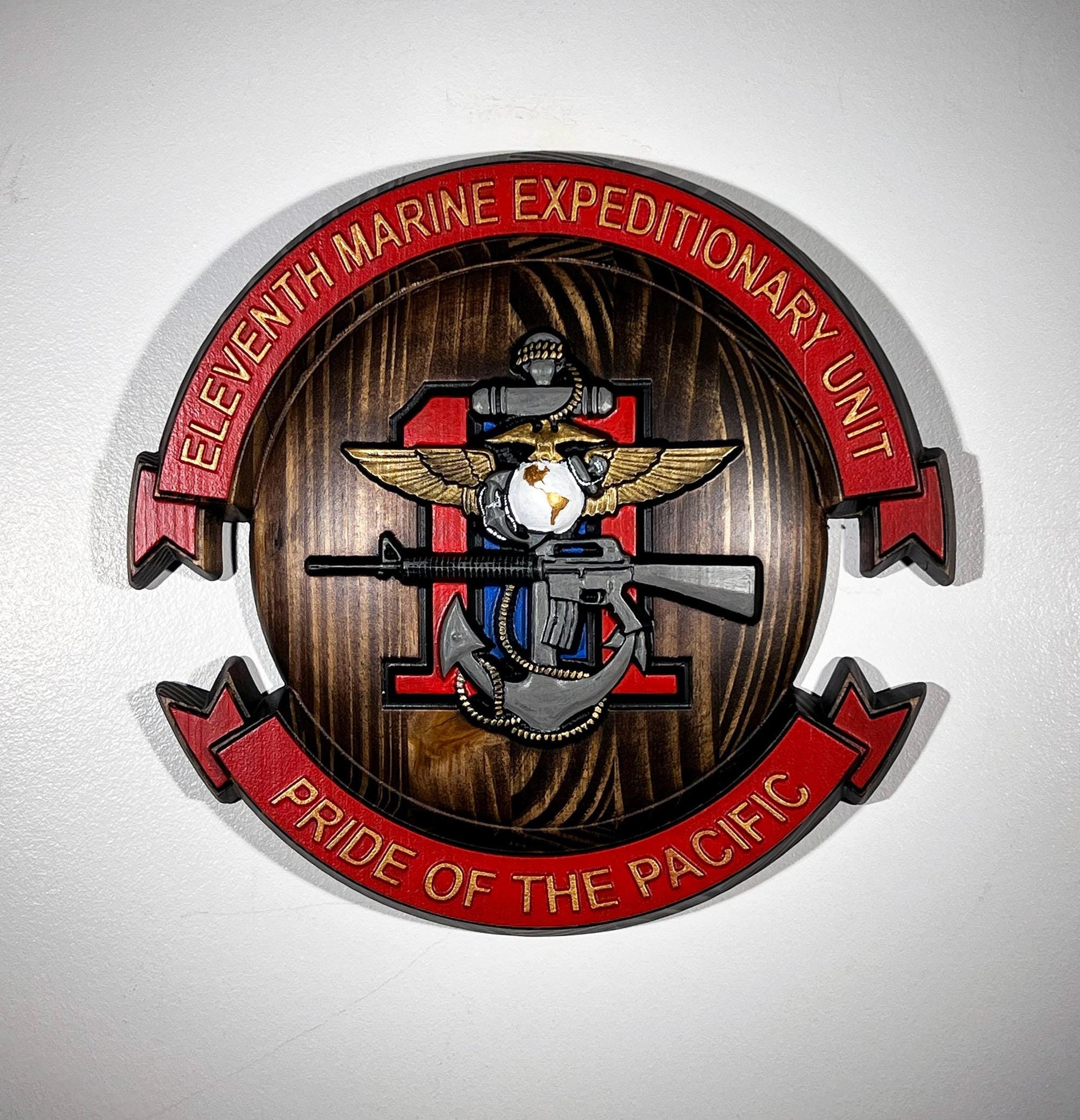 USMC 11th Marine Expeditionary Unit, 12" Painted Plaque