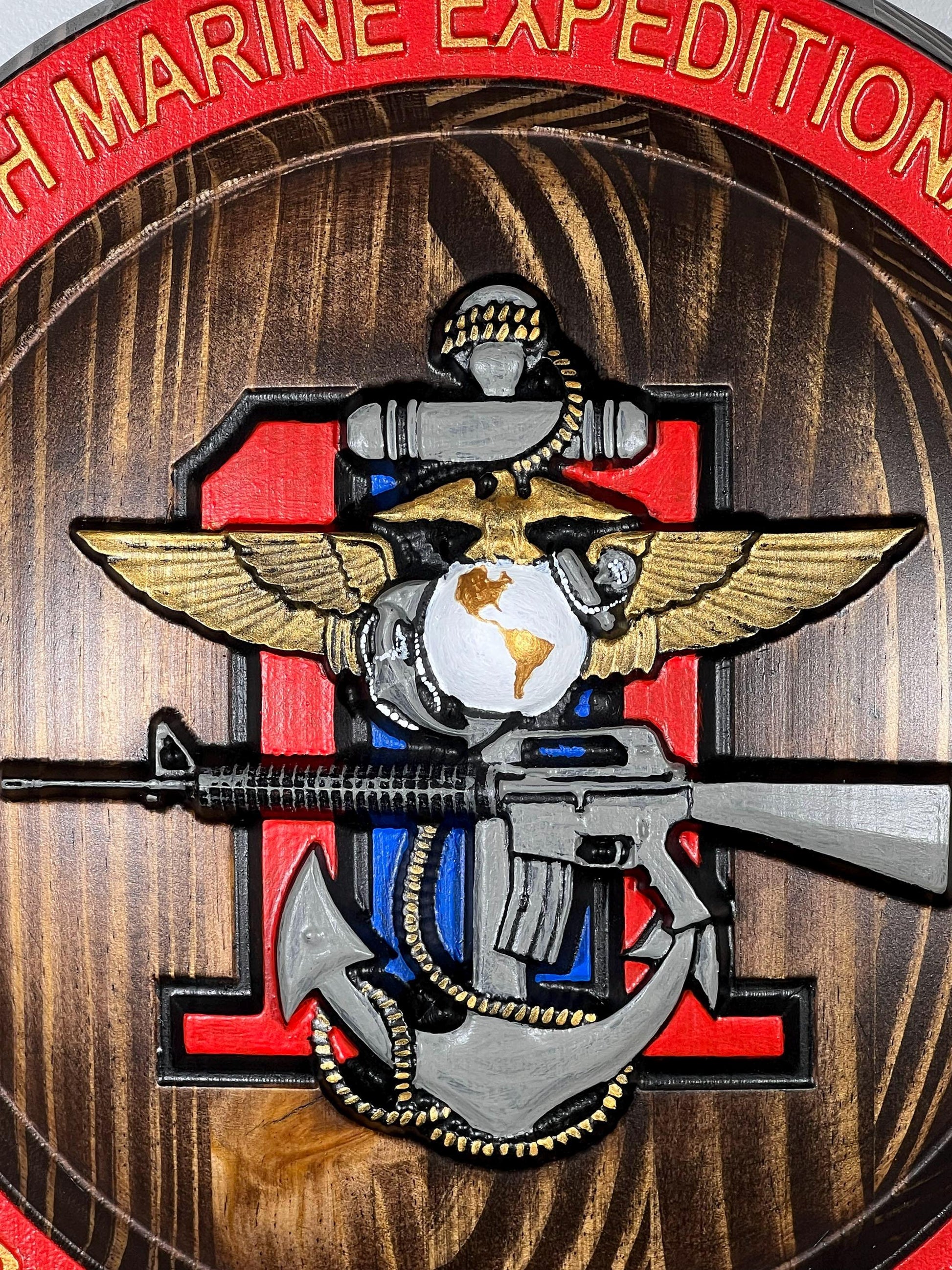 USMC 11th Marine Expeditionary Unit, 12" Painted Plaque