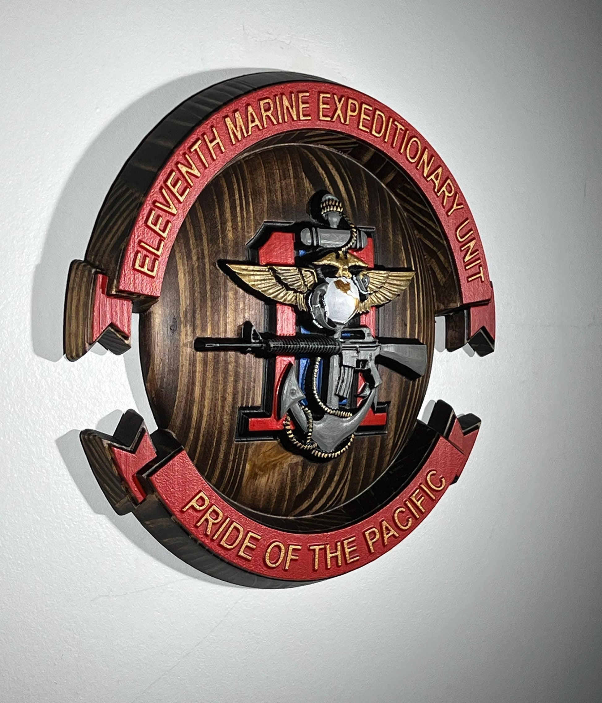 USMC 11th Marine Expeditionary Unit, 12" Painted Plaque