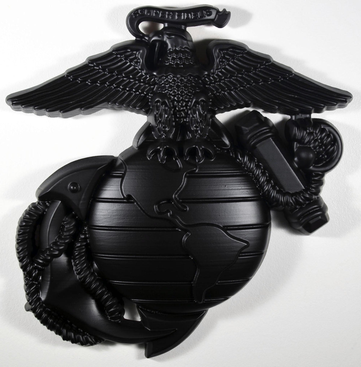 USMC Eagle Globe Anchor, 12" EGA, Matte Black Plaque