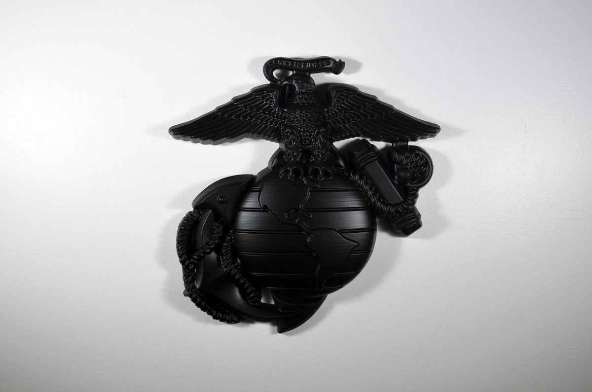USMC Eagle Globe Anchor, 12" EGA, Matte Black Plaque