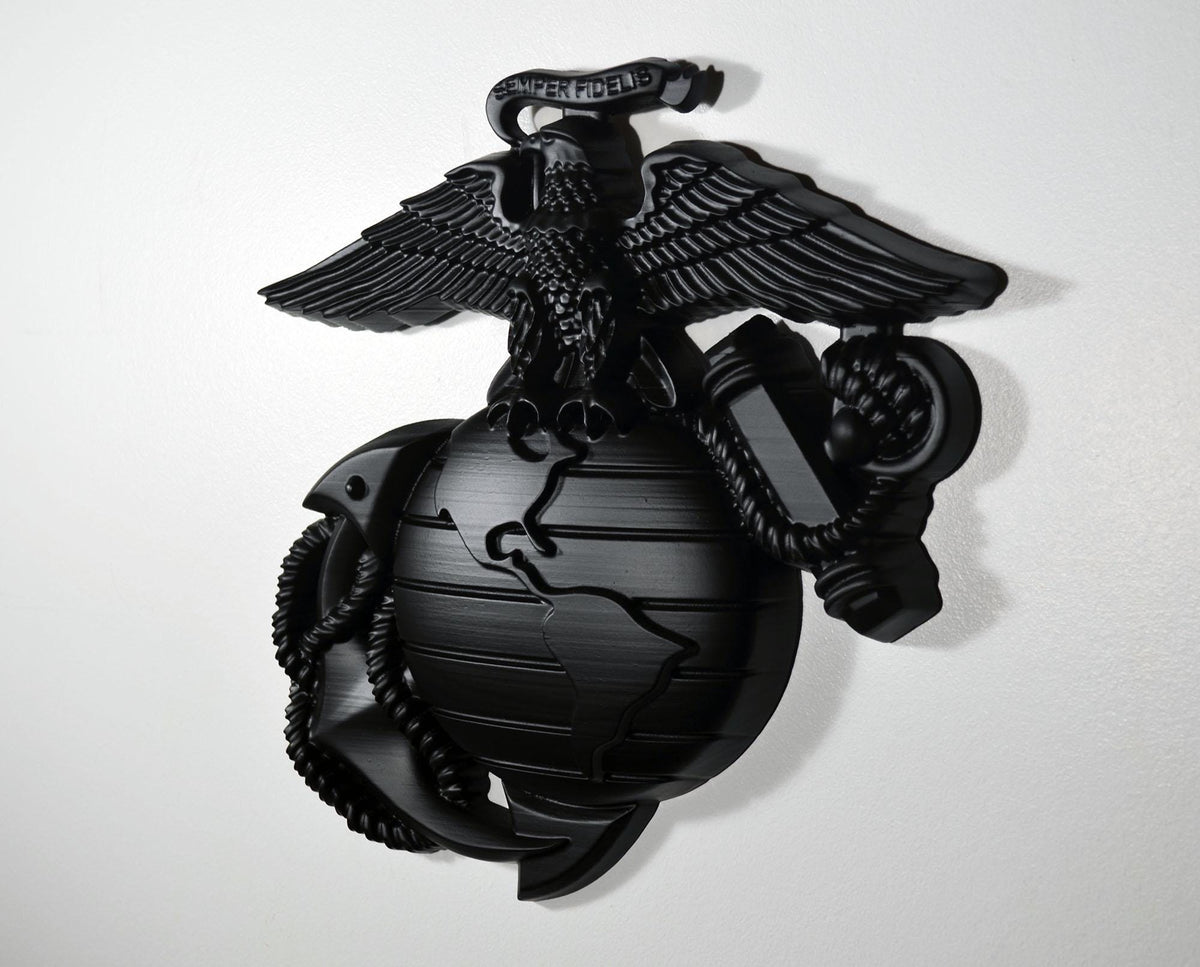 USMC Eagle Globe Anchor, 12" EGA, Matte Black Plaque