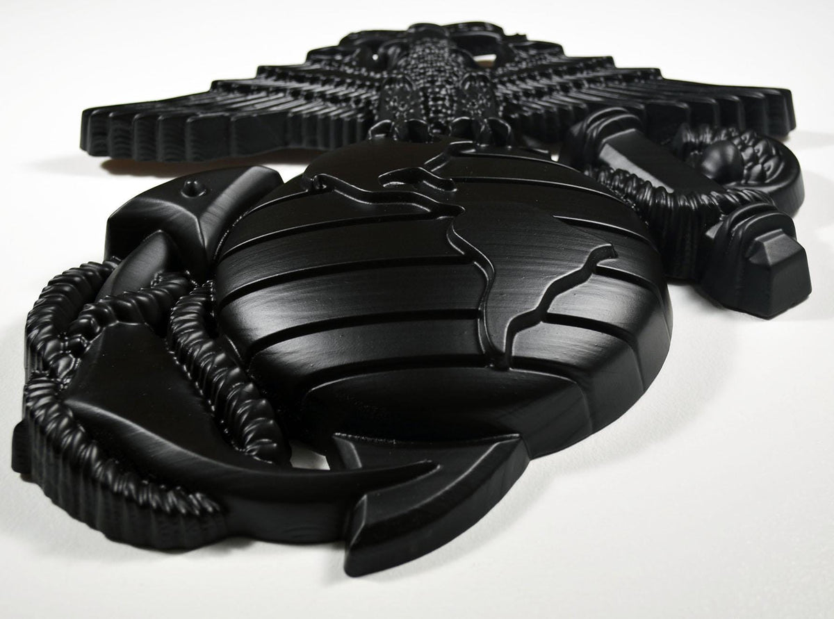 USMC Eagle Globe Anchor, 12" EGA, Matte Black Plaque