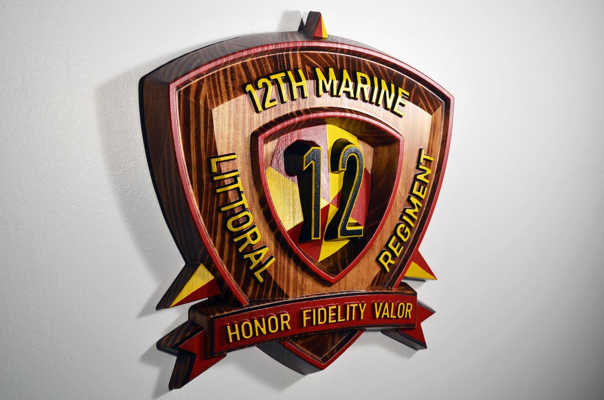 USMC 12th Marine Littoral Regiment, Painted 15" Military Plaque