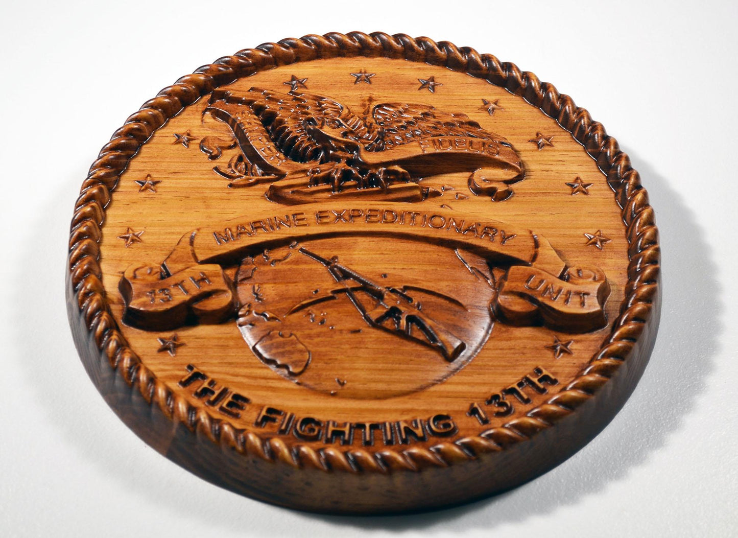USMC 13th Marine Expeditionary Unit, 12" wood carving, military plaque