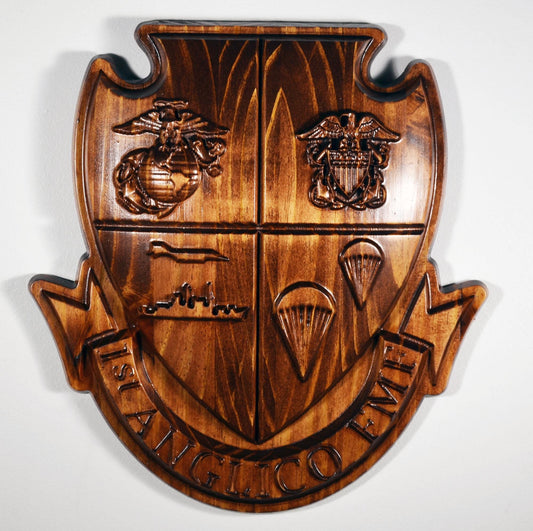 USMC 1st Anglico 12", Unit Emblem, US Marine Corps, military plaque