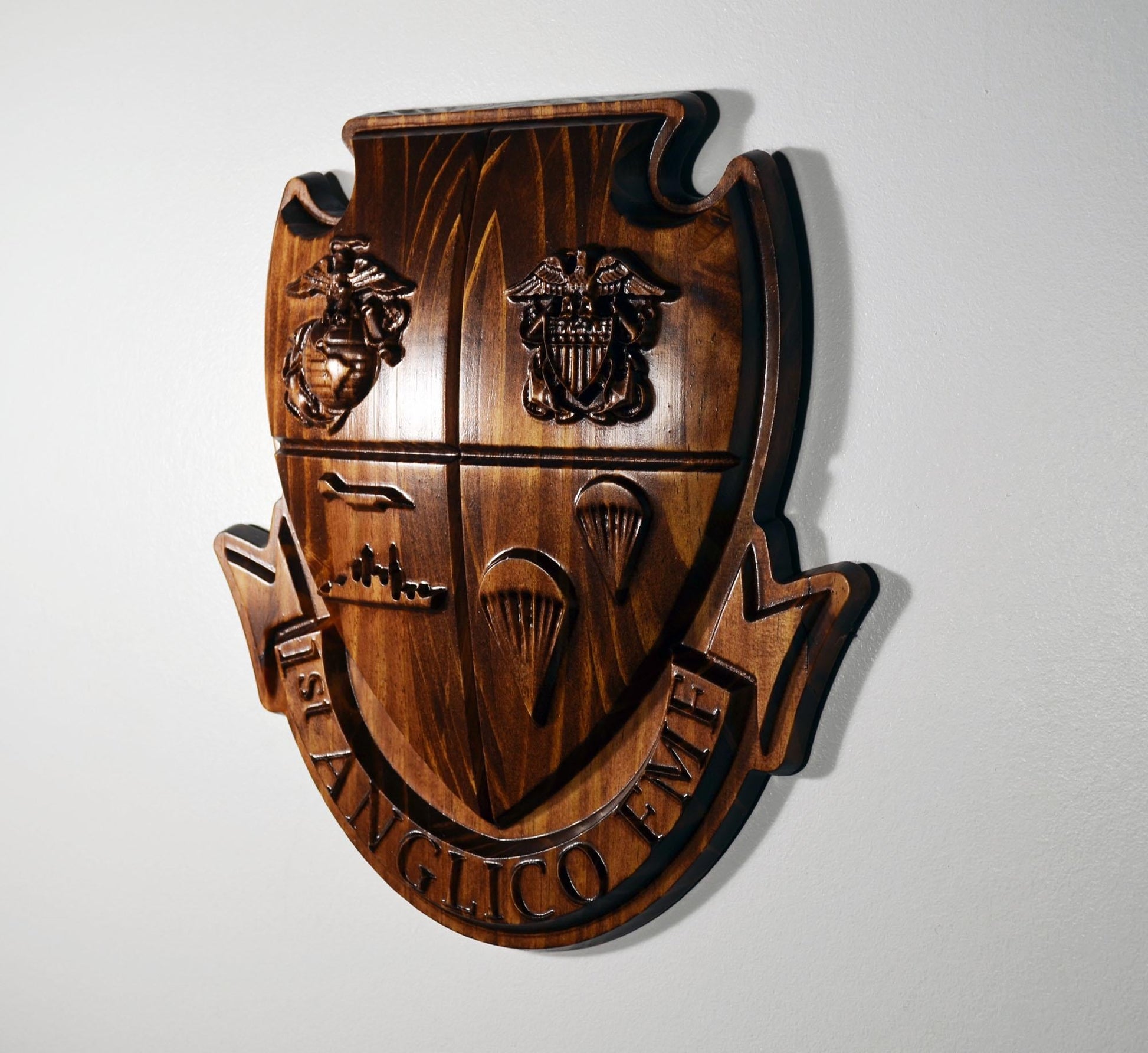 USMC 1st Anglico 12", Unit Emblem, US Marine Corps, military plaque