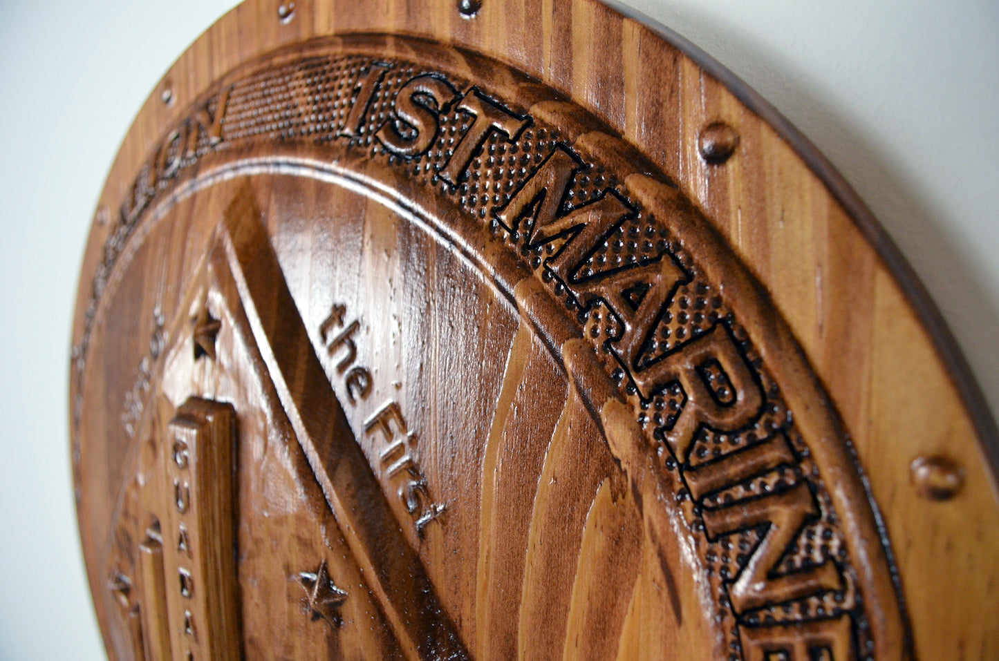 USMC 1st Battalion 1st Marines, 1st of the 1st Marine Corps, 3d wood carving, military plaque - Carved Effects